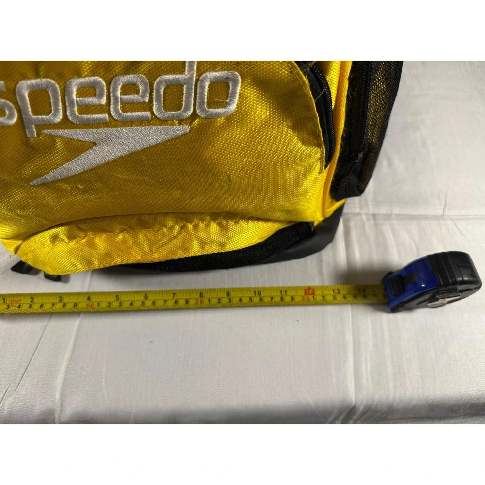 Speedo Team Stereo Swim Backpack Yellow Black Athletic Training Gear Bag